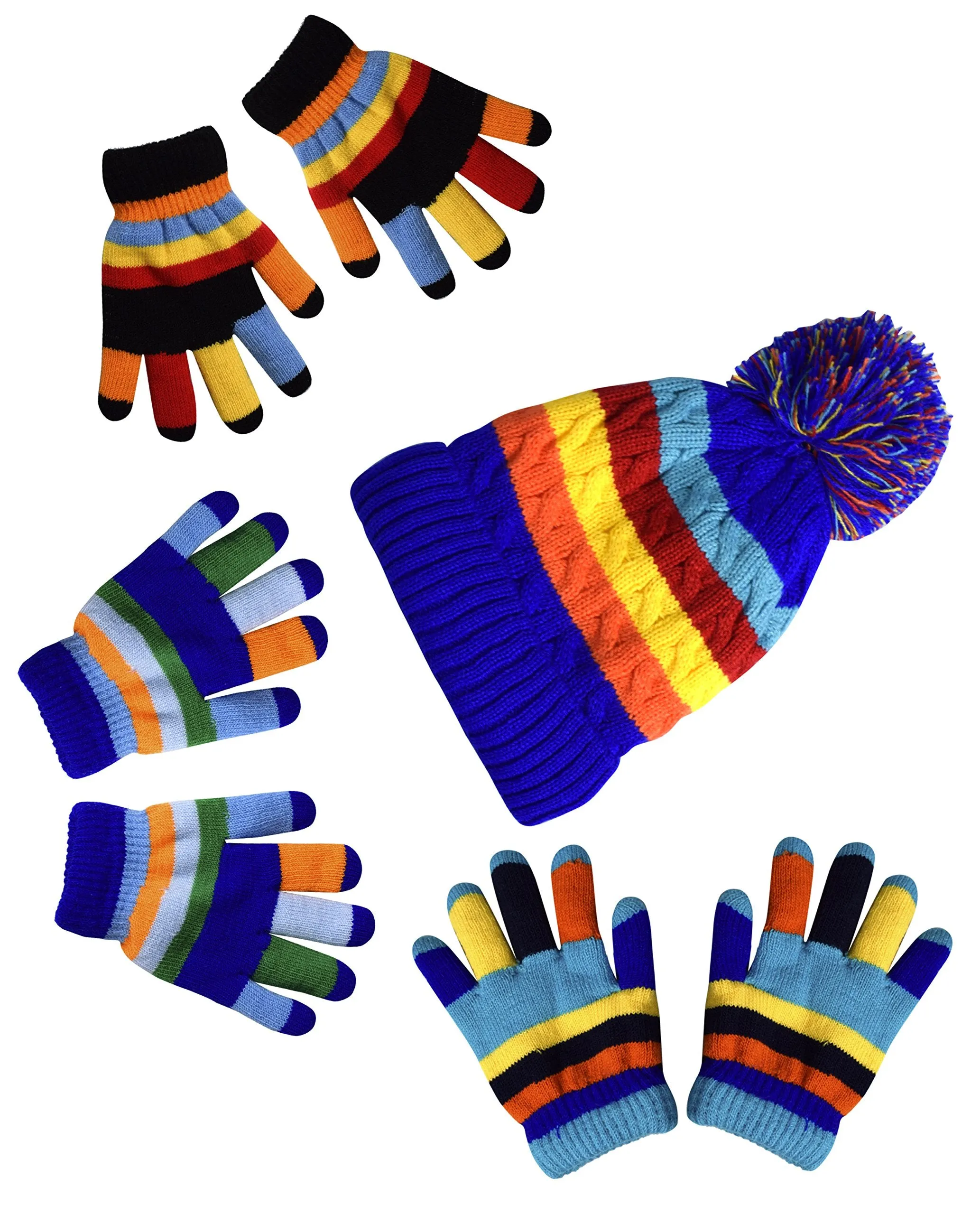 Rainbow Children's Toddler Warm Winter Gloves and Mittens Value packs