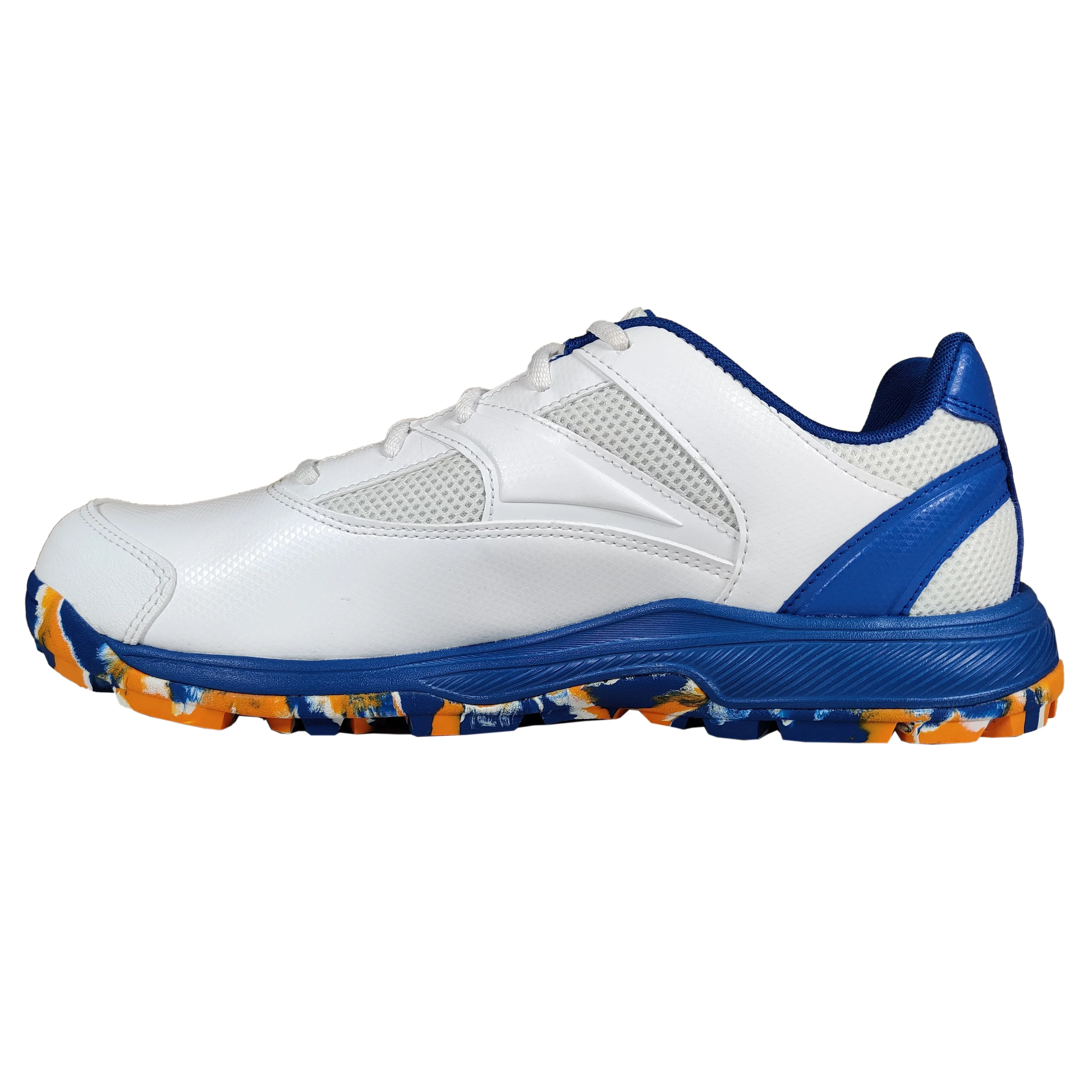 Reebok Re-volve Tech Cricket Shoe, White/Shocking Orange/Vector Blue