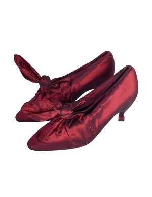 Romeo Gigli Vintage AW 1989 Rare Burgundy Silk Gathered Knot Heels