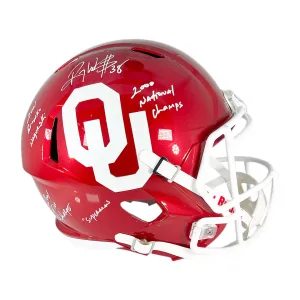 Roy Williams Signed Multiple Inscription Oklahoma Sooners Speed Full-Size Replica Football Helmet (JSA)