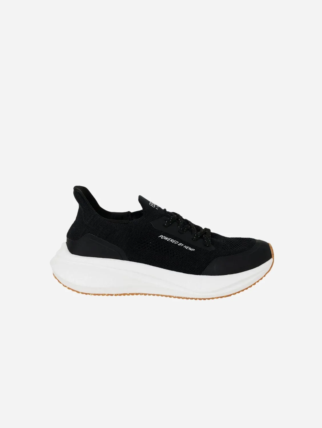 Runners Men's Hemp Leather Trainers | Black & White