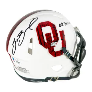 Sam Bradford Signed 08 Heisman Inscription Oklahoma Sooners White Speed Mini Football Helmet (Beckett)