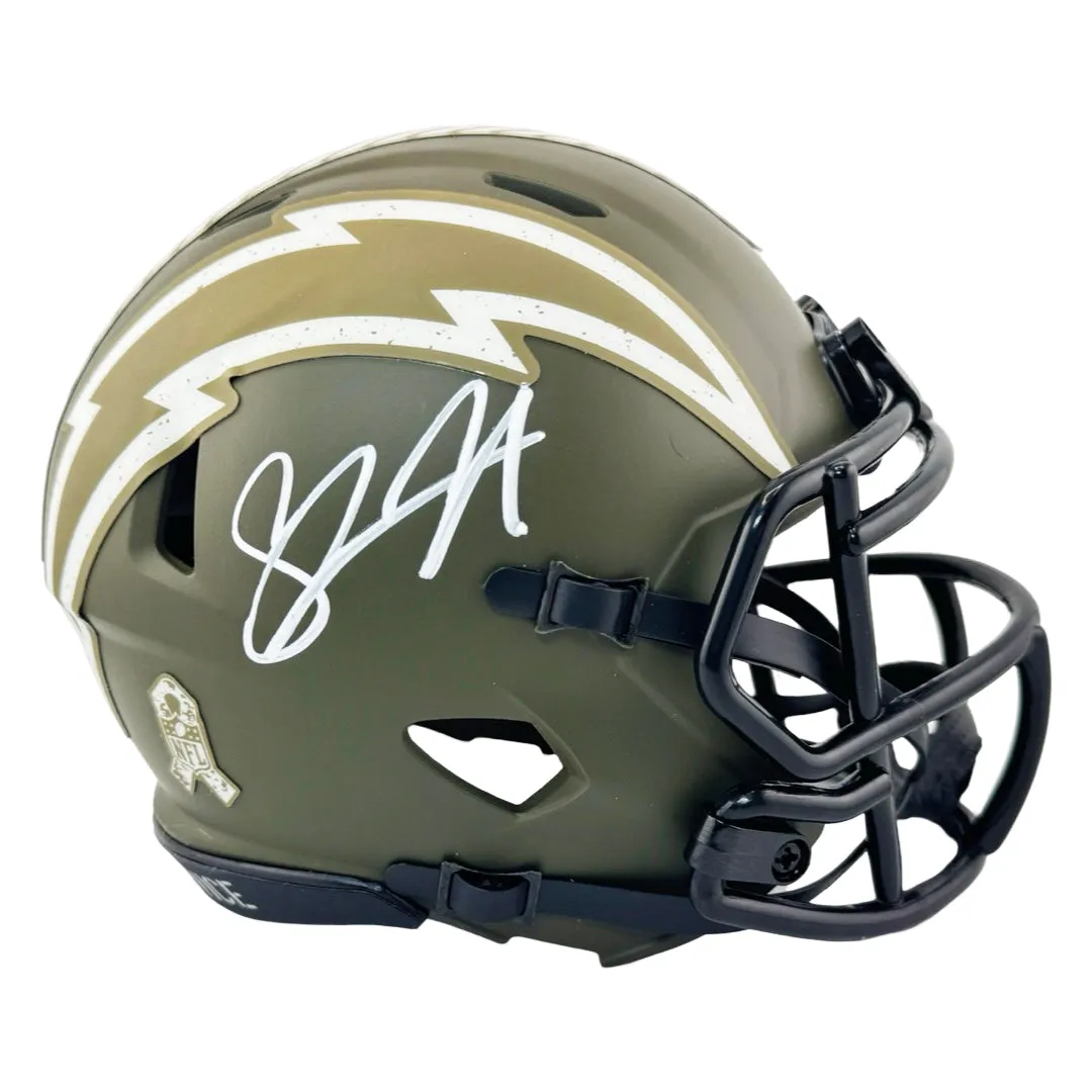 Shawne Merriman Signed Los Angeles Chargers Salute to Service Mini Football Helmet (JSA)