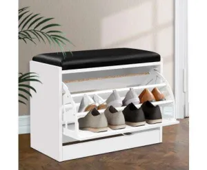 Shoe Cabinet Bench Shoes Storage Rack Organiser Storage White 15 Pairs