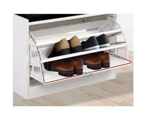 Shoe Cabinet Bench Shoes Storage Rack Organiser Storage White 15 Pairs