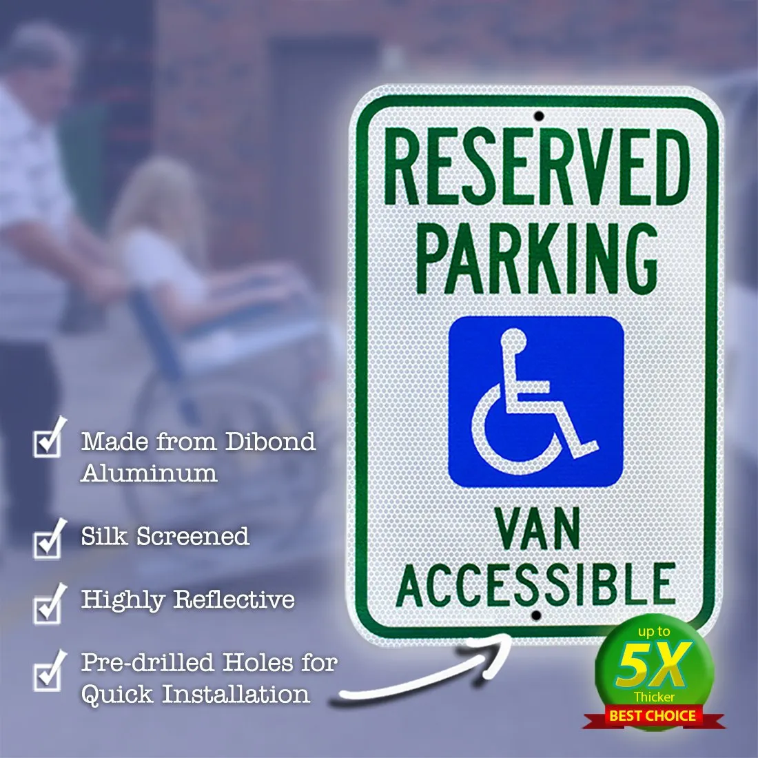 Signs Authority Metal Sign - Reserved Handicap Parking Van - Engineer Grade Ultra