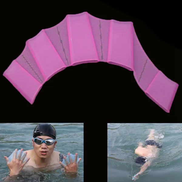 Silicone Swimming Web Fins Hand Flippers Training Gloves, M(Magenta)