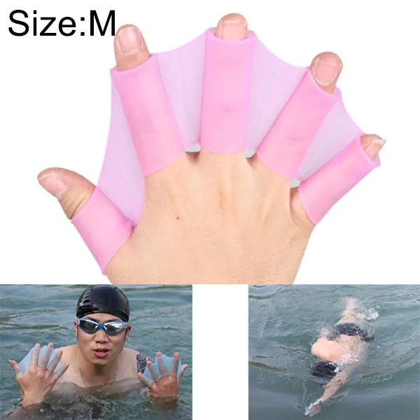 Silicone Swimming Web Fins Hand Flippers Training Gloves, M(Magenta)