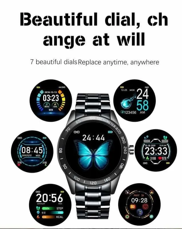 Smart Watch Heart Rate Blood Pressure Monitor Steel Band