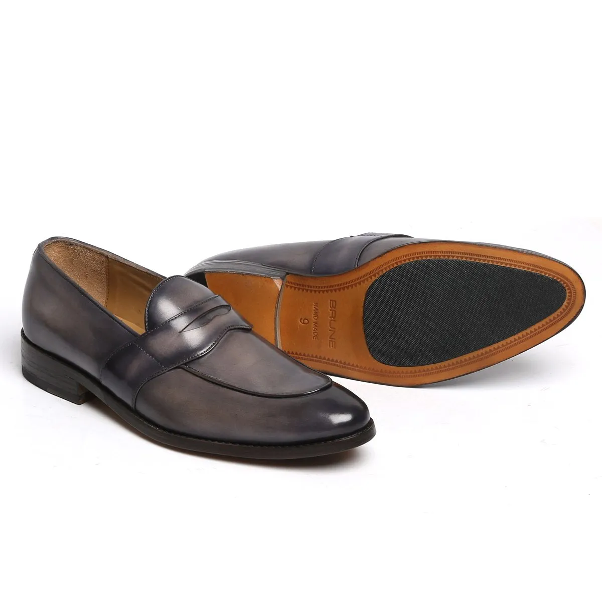 Smokey Grey Rounded Toe Loafers