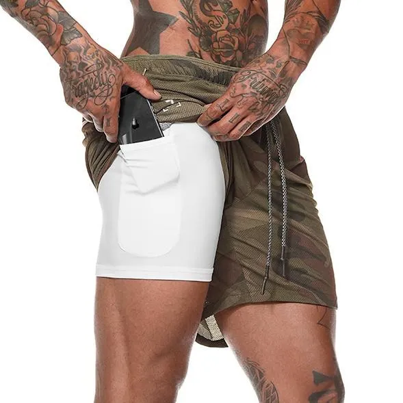 Sport Shorts Men Sportswear Double-deck Running Shorts