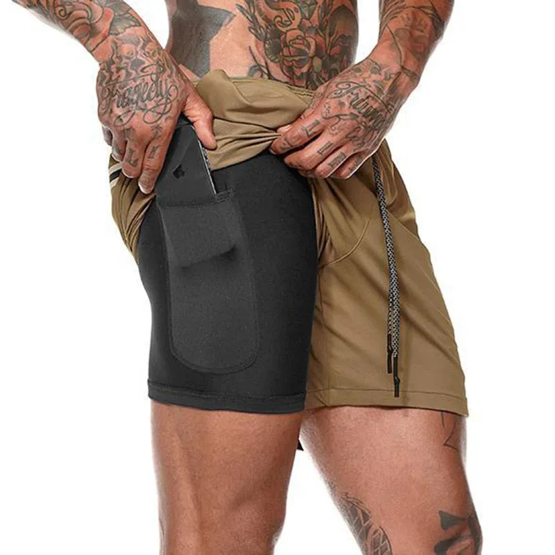 Sport Shorts Men Sportswear Double-deck Running Shorts