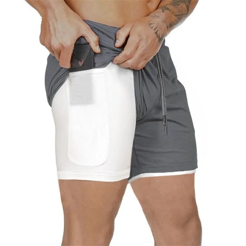 Sport Shorts Men Sportswear Double-deck Running Shorts