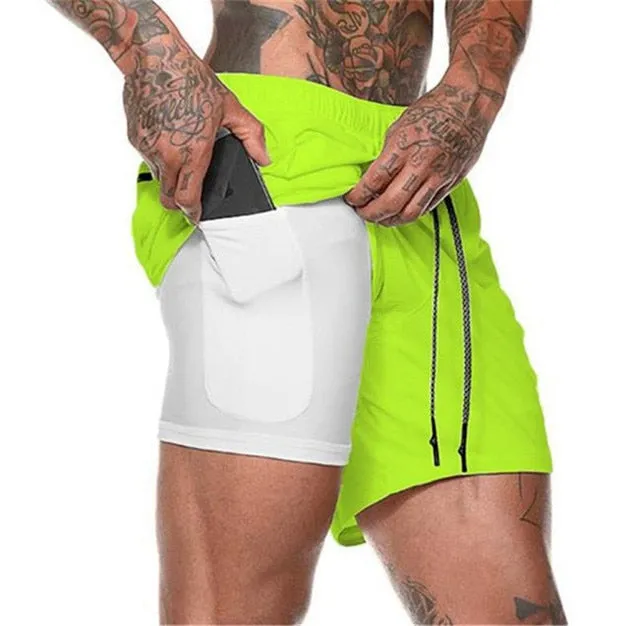 Sport Shorts Men Sportswear Double-deck Running Shorts