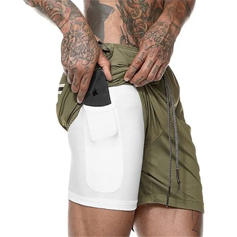 Sport Shorts Men Sportswear Double-deck Running Shorts