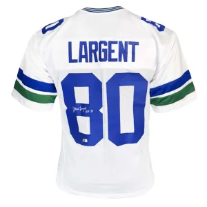 Steve Largent Signed HOF 95 Inscribed Seattle White Football Jersey (Beckett)