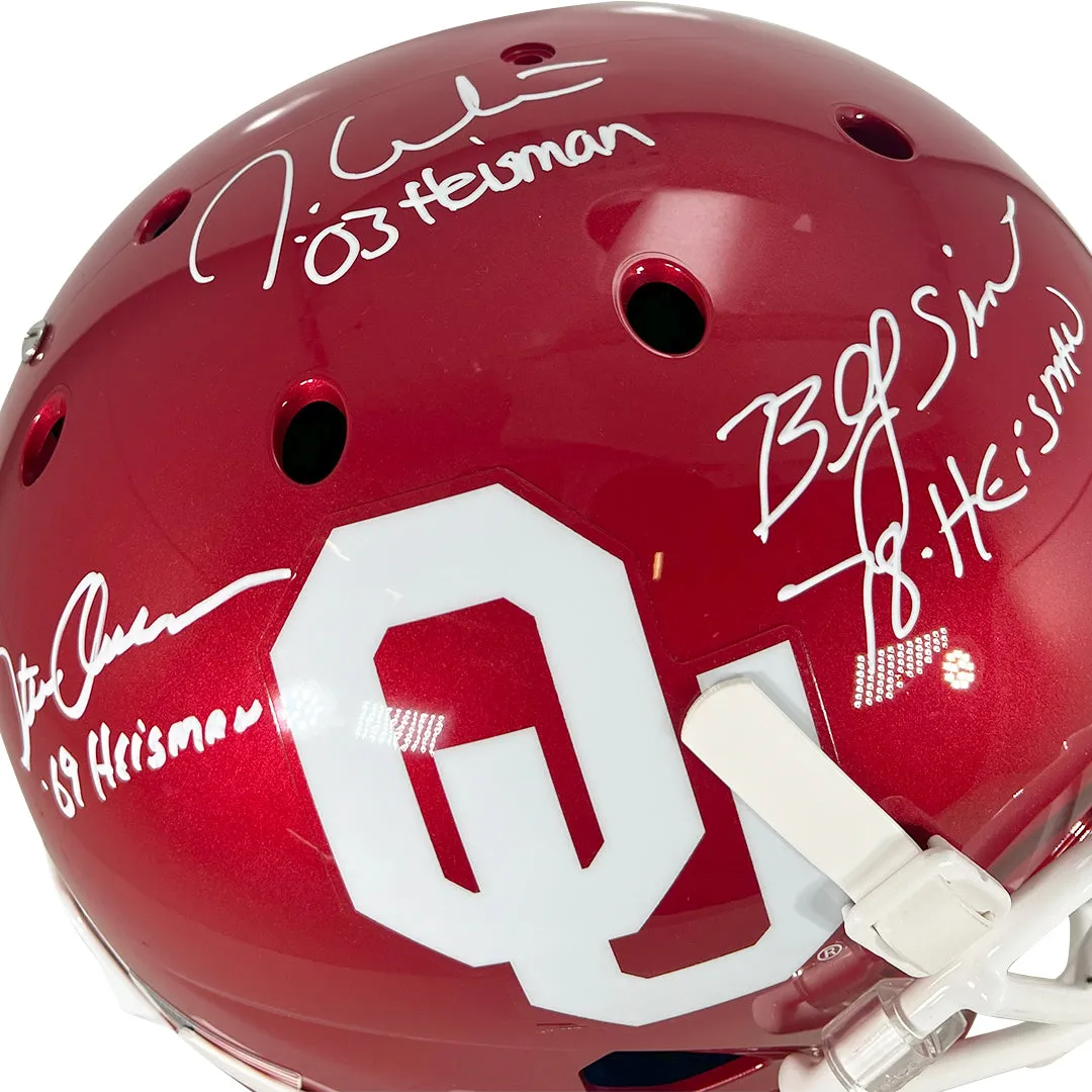 Steve Owens, Billy Sims & Jason White Signed Heisman Inscriptions Oklahoma Sooners Full-Size Schutt Replica Football Helmet (Beckett)