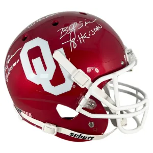 Steve Owens, Billy Sims & Jason White Signed Heisman Inscriptions Oklahoma Sooners Full-Size Schutt Replica Football Helmet (Beckett)