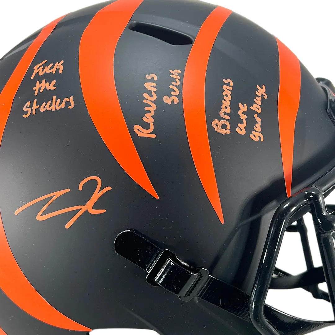 Tee Higgins Signed Multi Inscription Inscription Cincinnati Bengals Eclipse Speed Full-Size Replica Football Helmet (JSA)