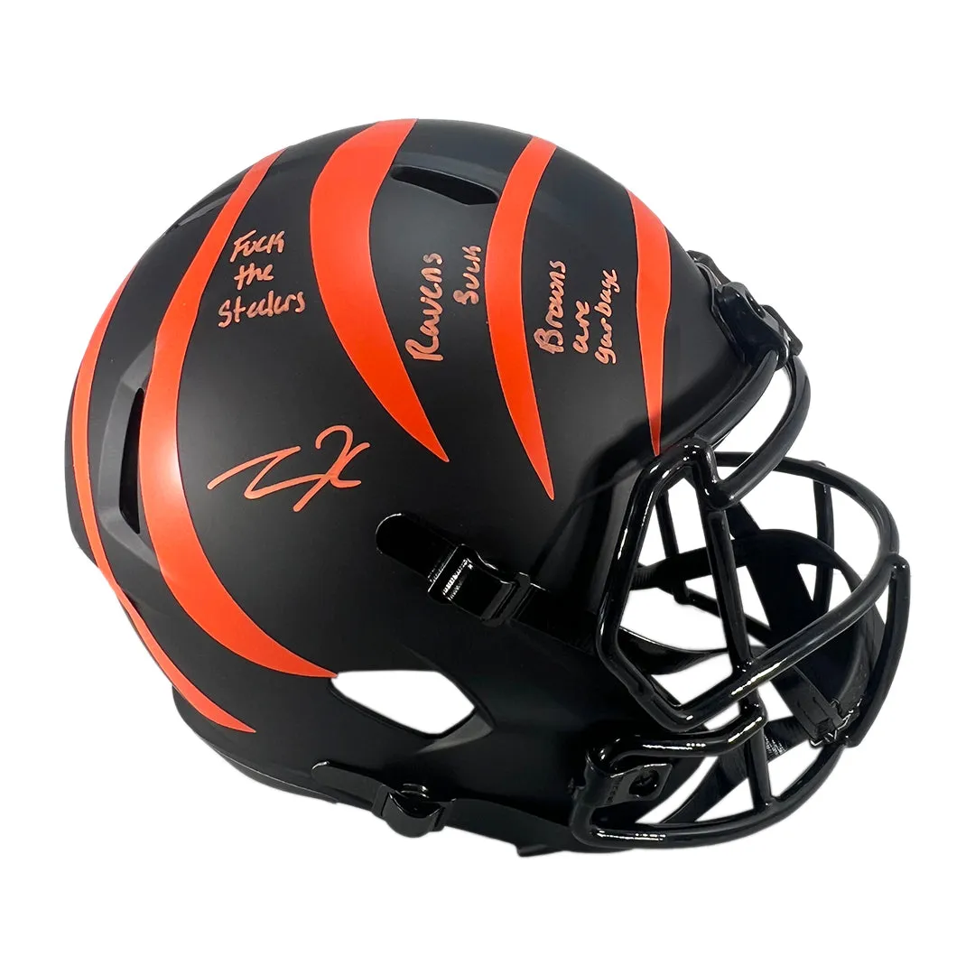 Tee Higgins Signed Multi Inscription Inscription Cincinnati Bengals Eclipse Speed Full-Size Replica Football Helmet (JSA)