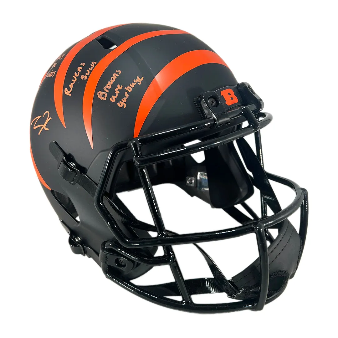 Tee Higgins Signed Multi Inscription Inscription Cincinnati Bengals Eclipse Speed Full-Size Replica Football Helmet (JSA)