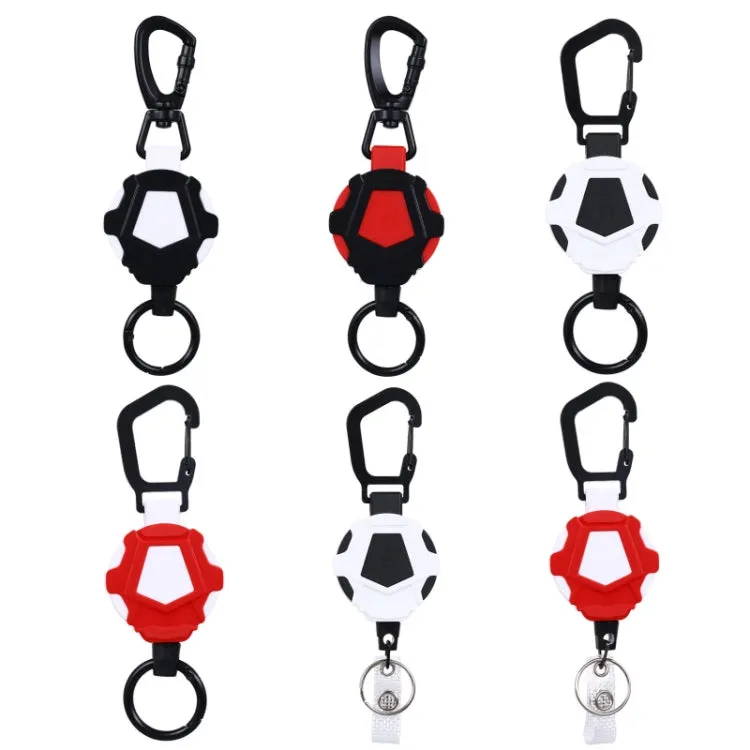 Telescopic High Resilience Steel Wire Rope Metal Anti-theft Buckle(Quick Release Ring Red White)