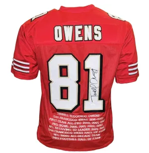 Terrell Owens Signed San Francisco Red Stats Football Jersey (JSA)