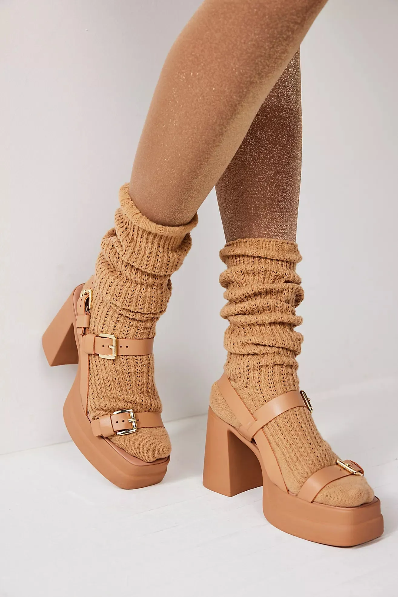 The Pamela Double Stack Platform Heel by Free People - Vachetta