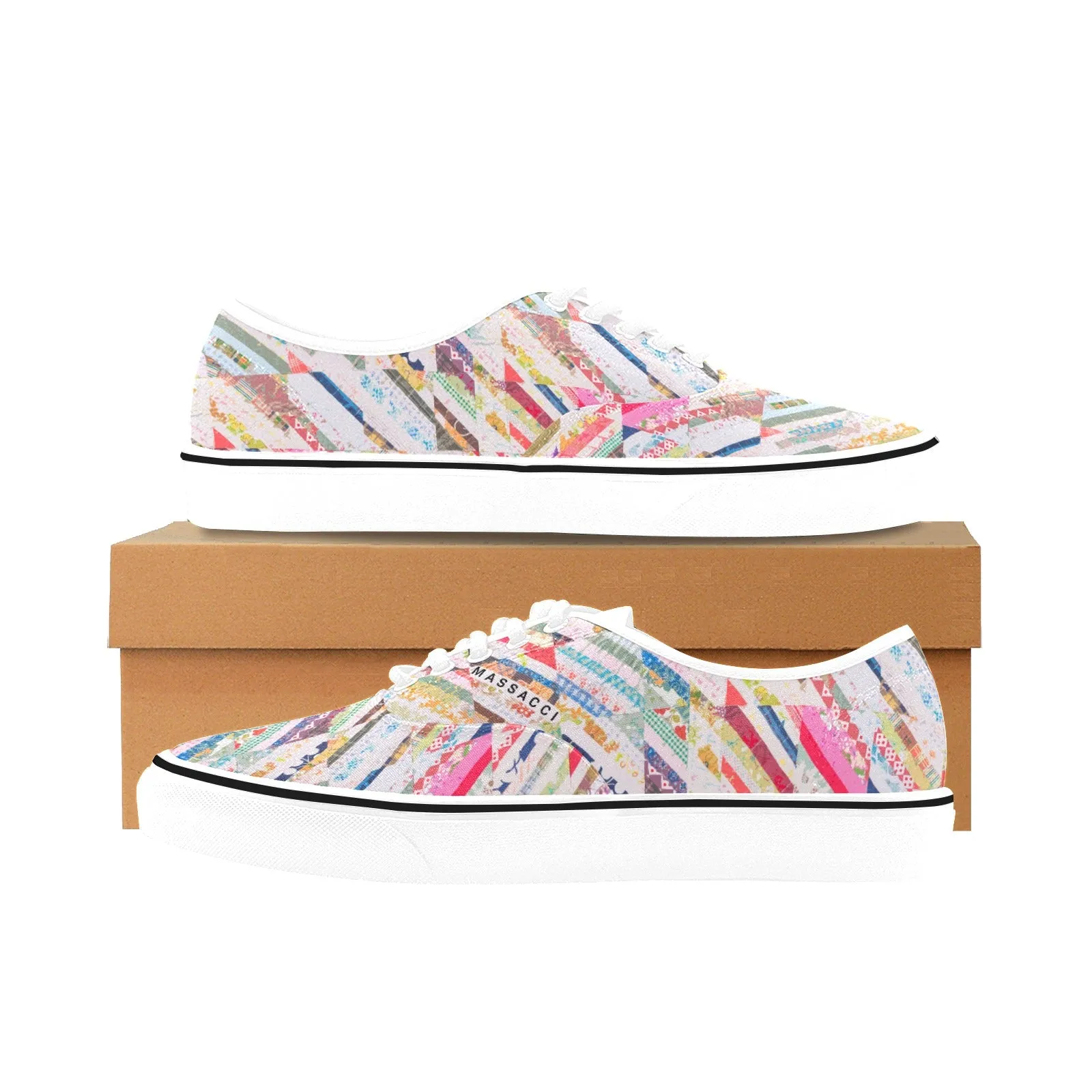 Tilted Quilt, Women's Classic Canvas Low Top Sneakers