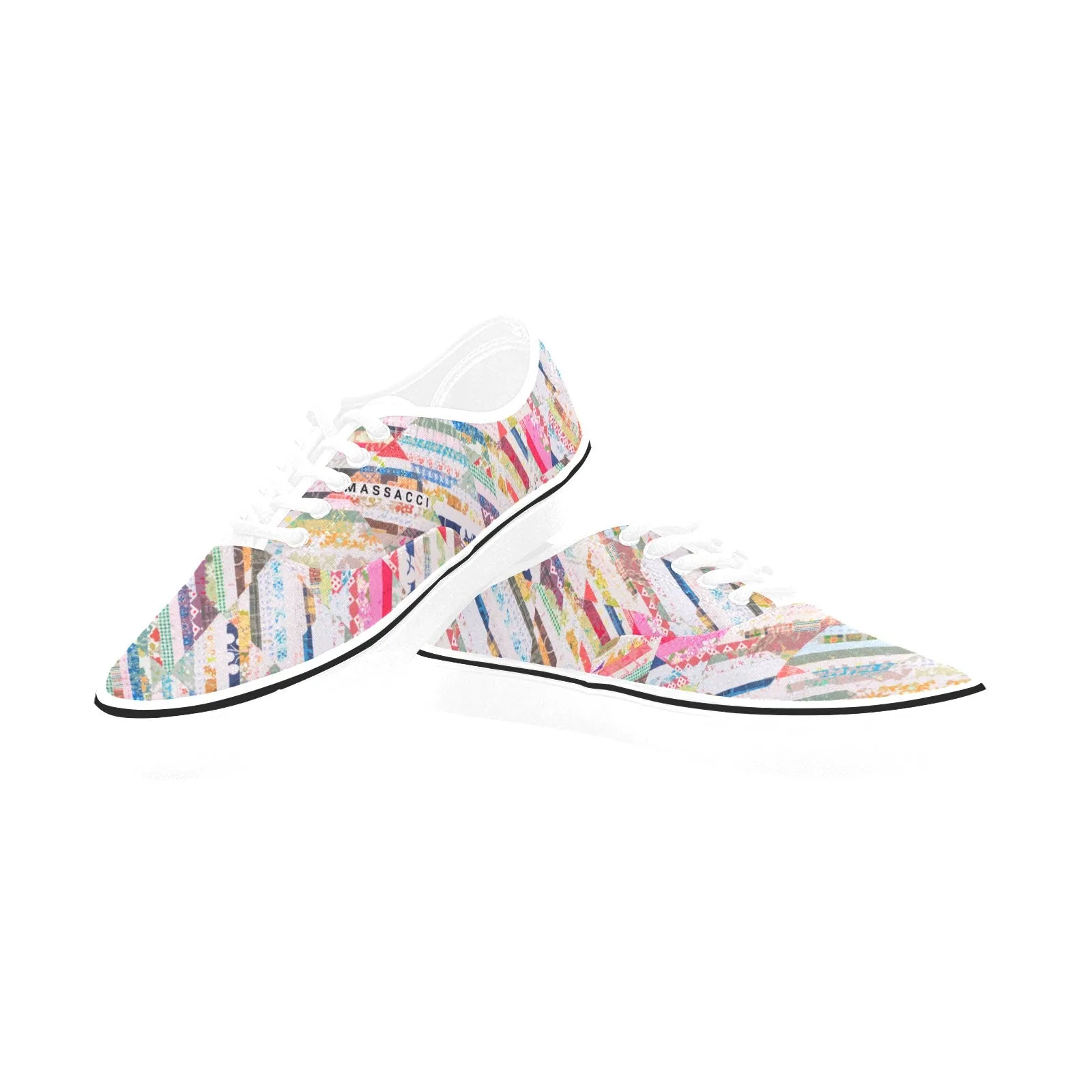 Tilted Quilt, Women's Classic Canvas Low Top Sneakers