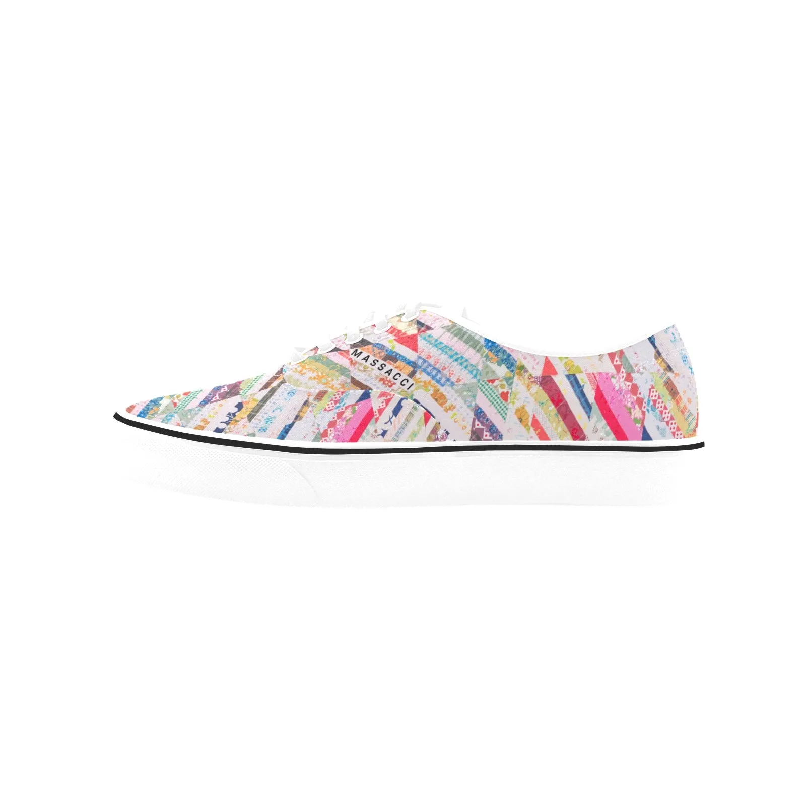 Tilted Quilt, Women's Classic Canvas Low Top Sneakers