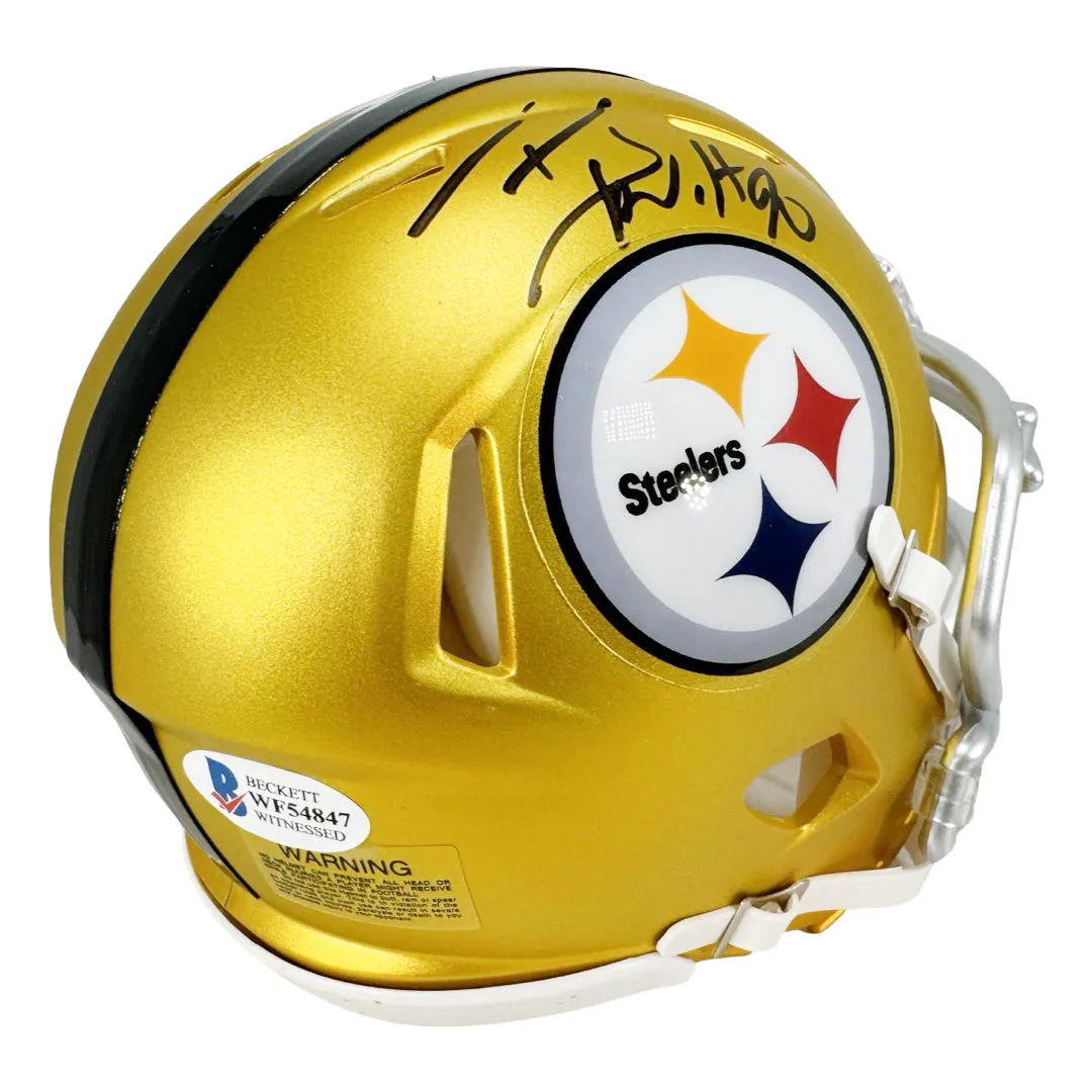 TJ Watt Signed Pittsburgh Steelers Blaze Mini Football Helmet (Beckett)