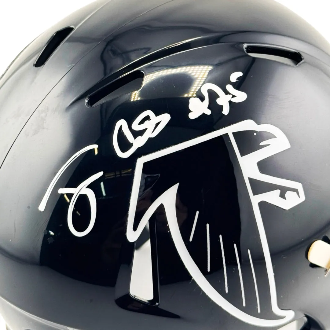 Tony Casillas Signed Atlanta Falcons Throwback 90-02 Speed Mini Football Helmet (Beckett)