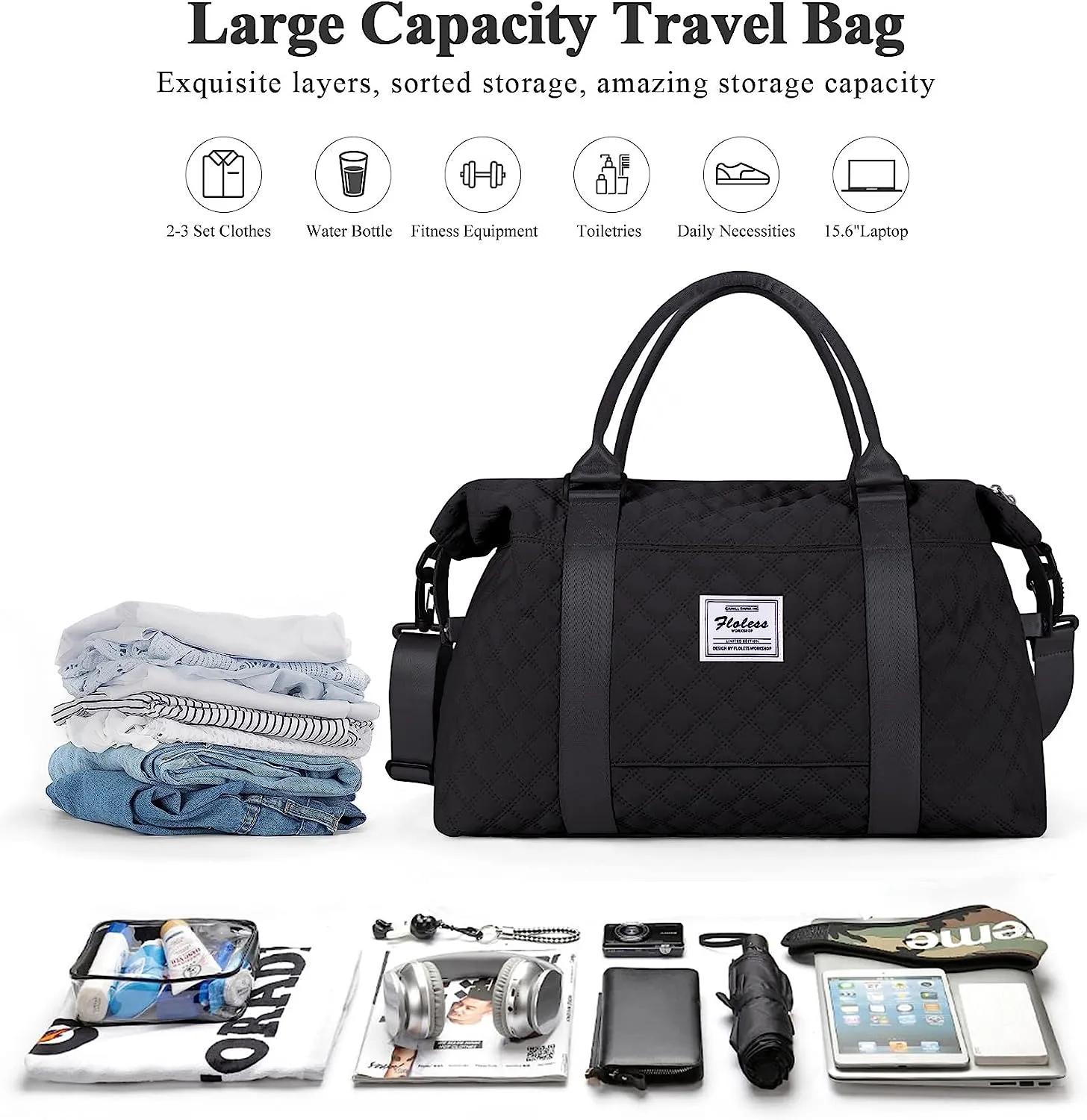 Travel Duffle Bag Men's Sports Tote Gym Bag Shoulder Weekend Travel Bag