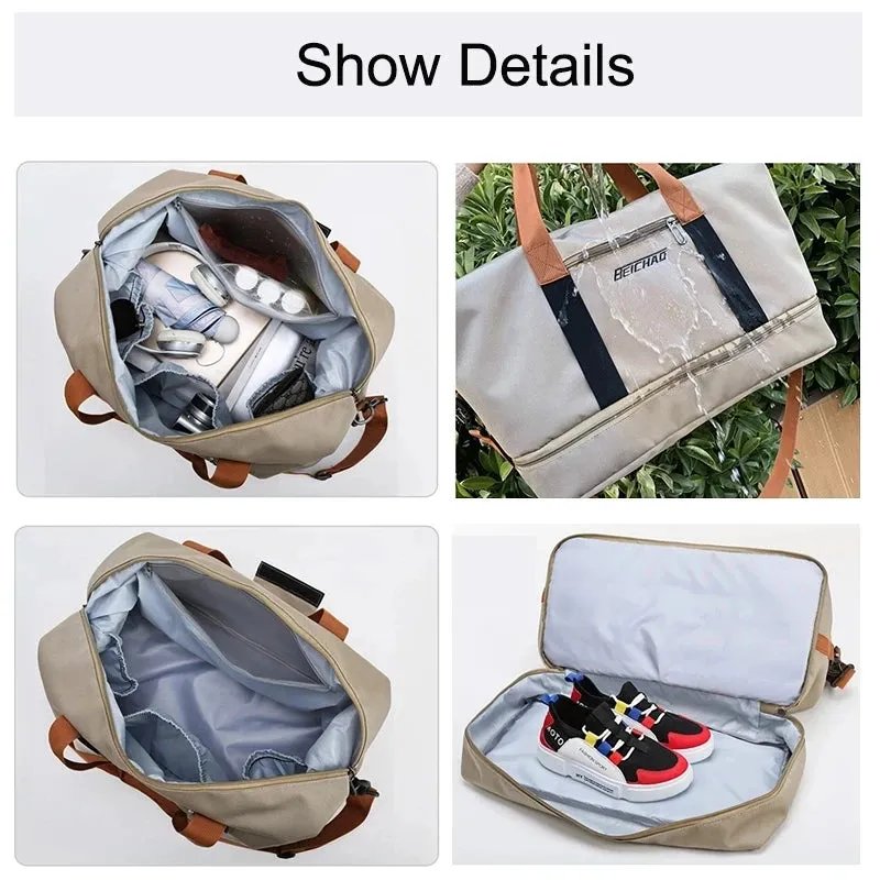 Travel Tote Bag Large Capacity Waterproof Dry/Wet Separation Gym Yoga Bag