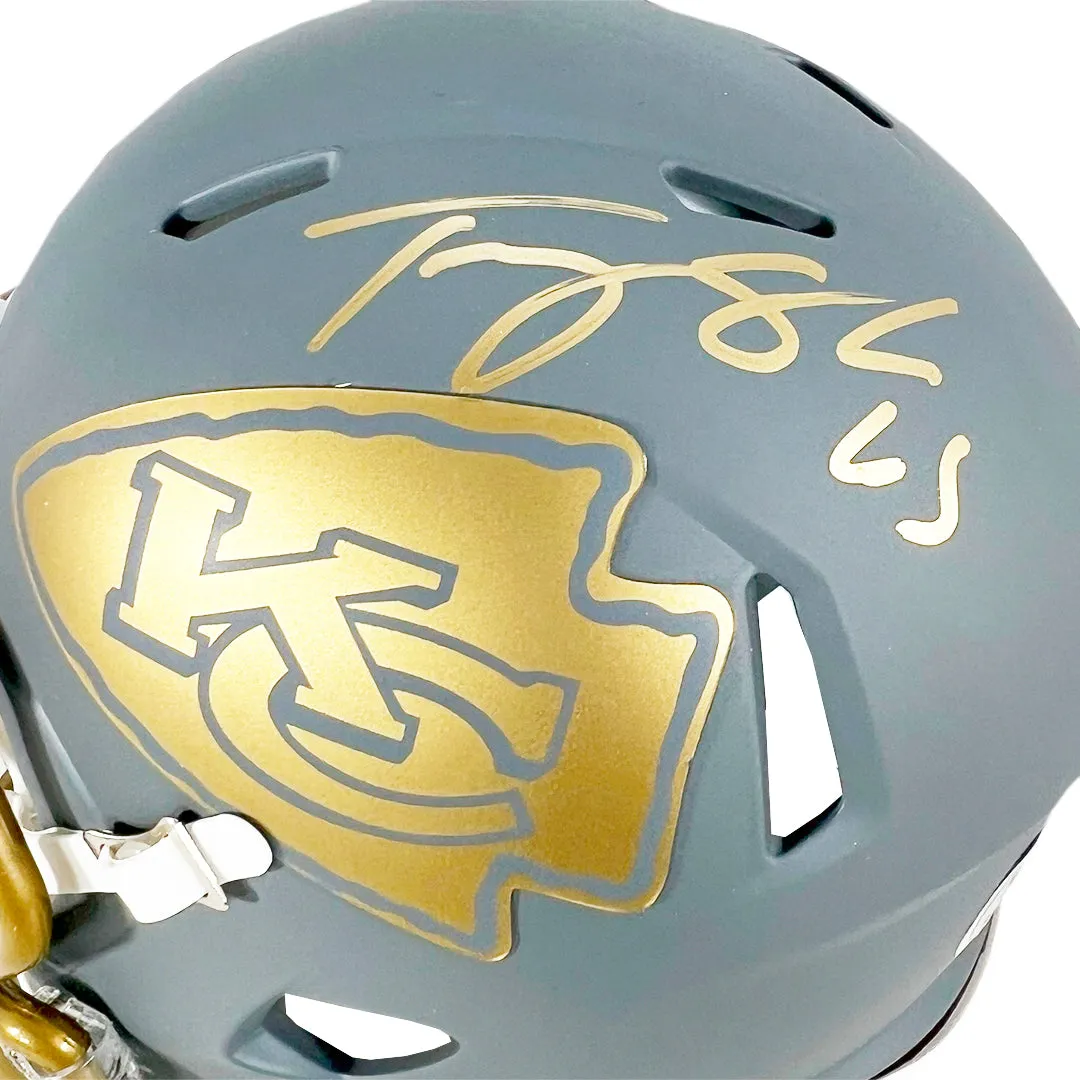 Trey Smith Signed Kansas City Chiefs Slate Alternate Speed Mini Football Helmet (Beckett)