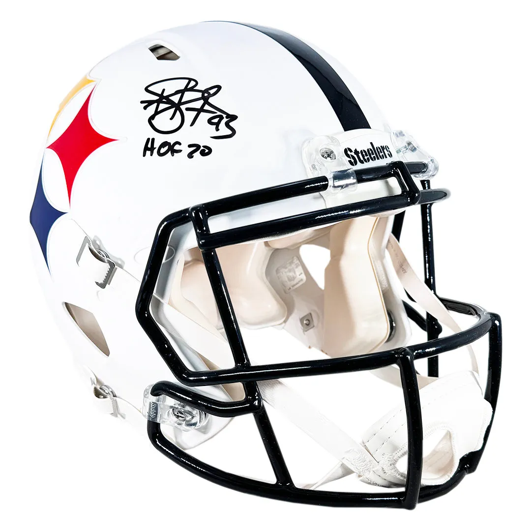 Troy Polamalu Signed HOF 20 Inscription Pittsburgh Steelers Authentic AMP Speed Full-Size Replica Football Helmet (Beckett)