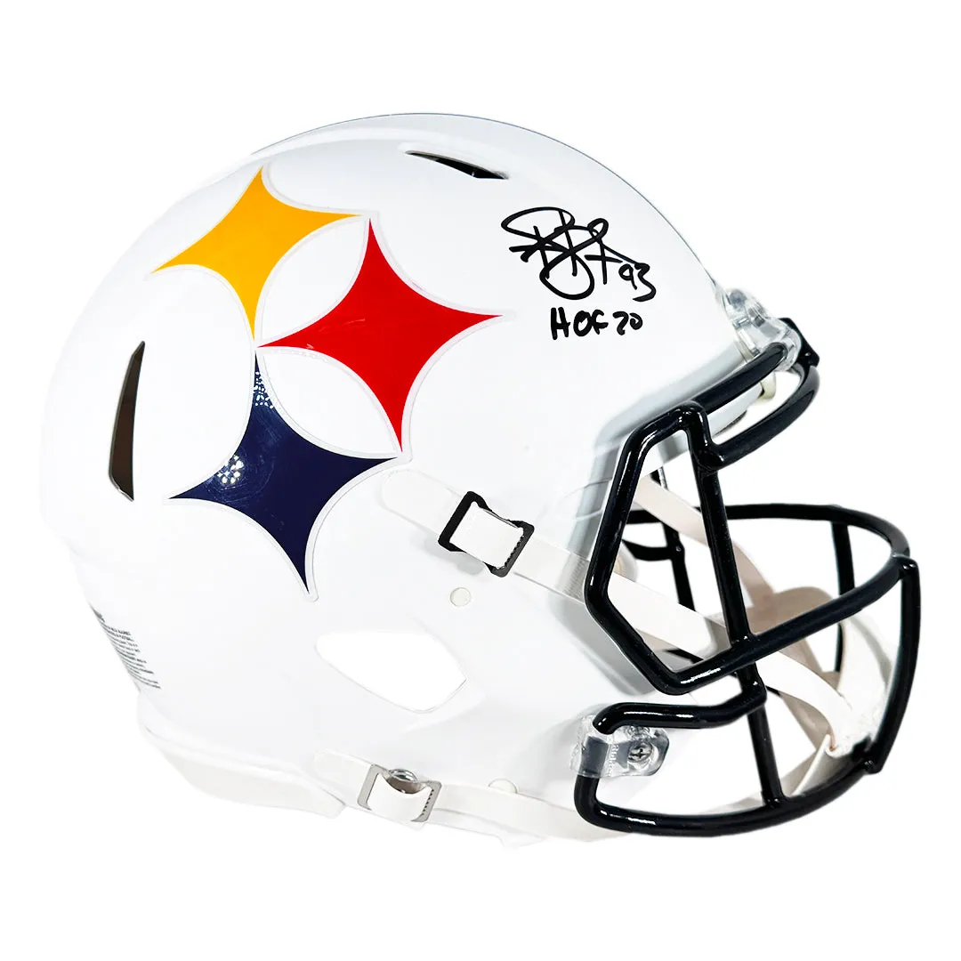 Troy Polamalu Signed HOF 20 Inscription Pittsburgh Steelers Authentic AMP Speed Full-Size Replica Football Helmet (Beckett)