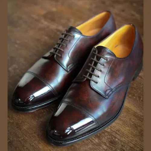 Unmatched Quality Tailor-Made Leather Derby, Real Leather, Toe Cap, Goodyear Welted, Handcrafted Shoes, Lace up Shoes for Anniversary