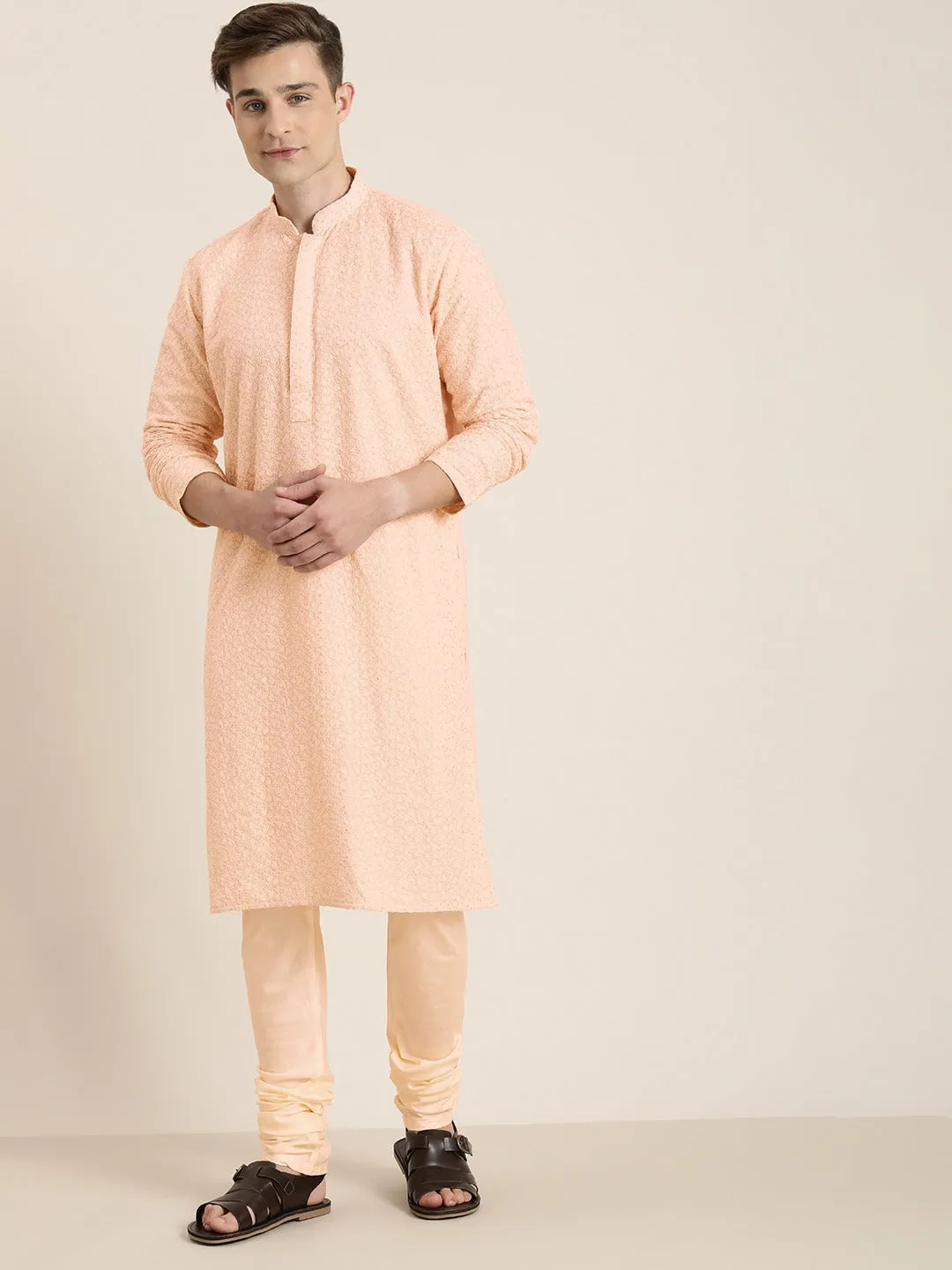 Vastramay Pink Chikankari Kurta Pyjama