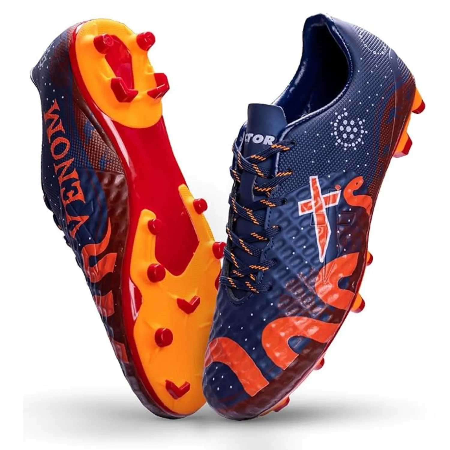 Vector X Venom Football Studs/Shoe, Navy/Maroon/Orange