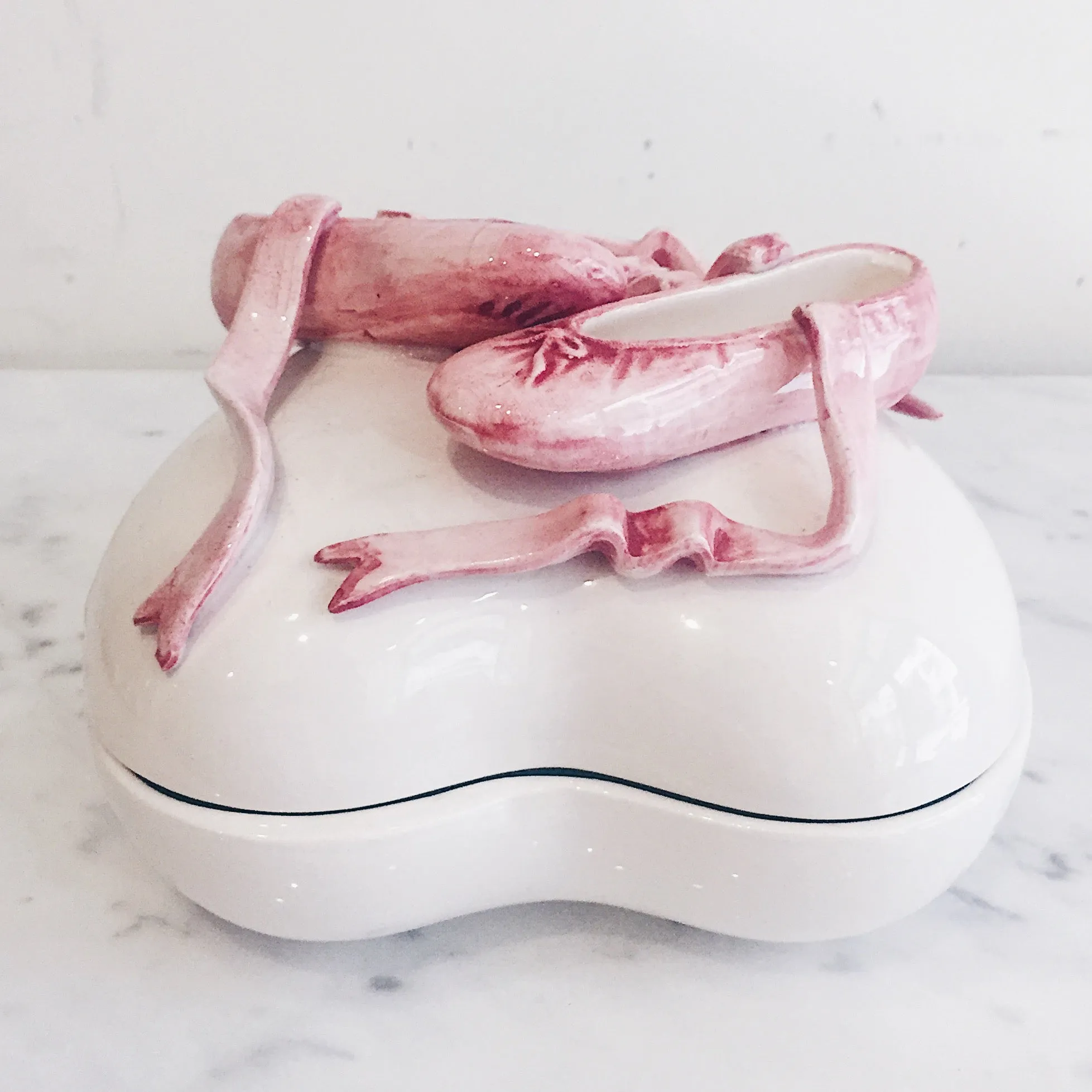 Vintage Ballerina Shoes Heart Ceramic Box