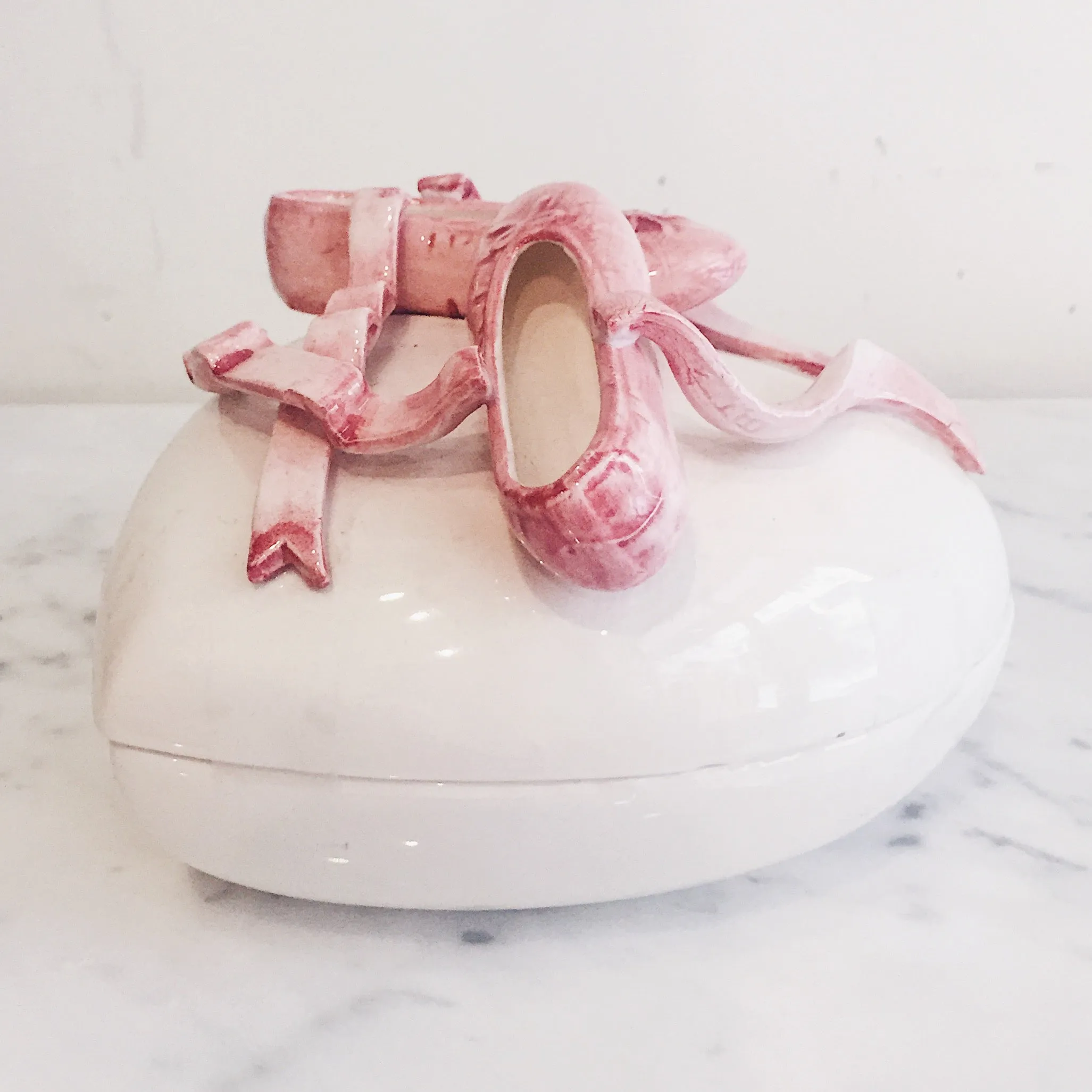 Vintage Ballerina Shoes Heart Ceramic Box