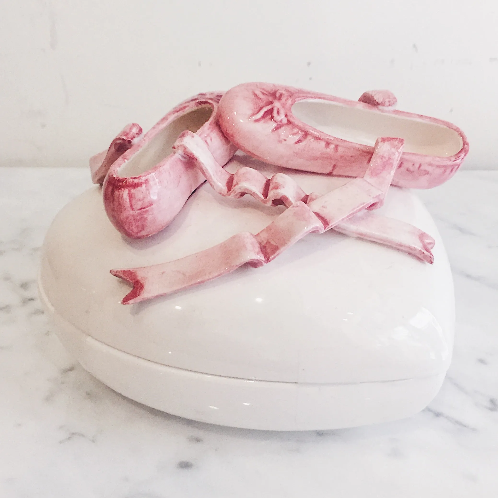 Vintage Ballerina Shoes Heart Ceramic Box