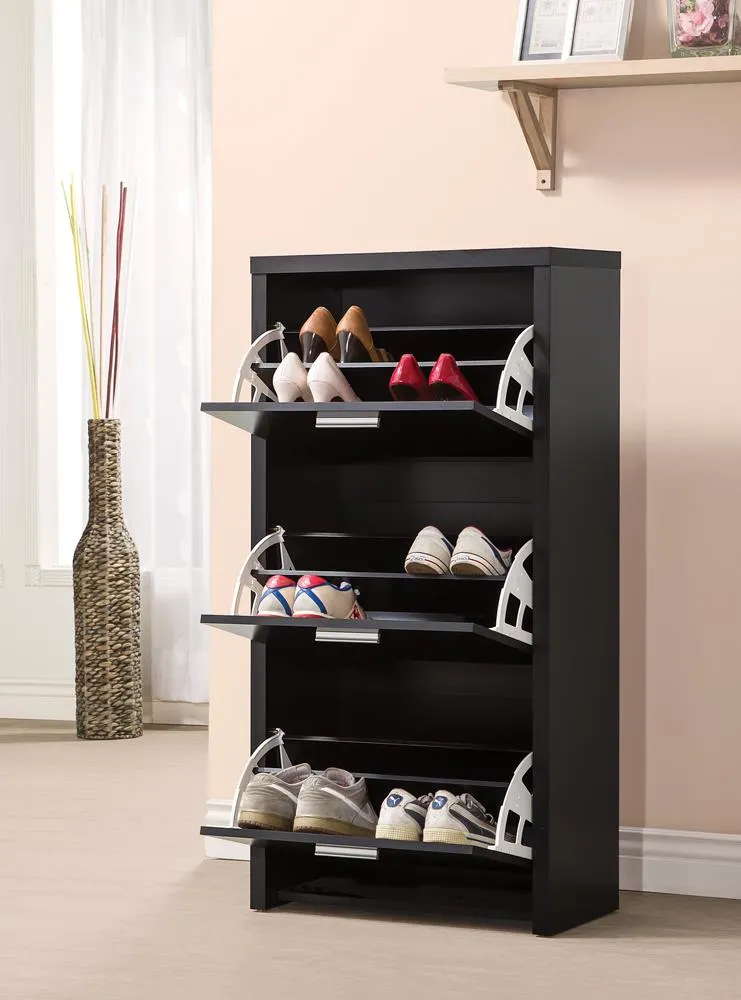 Vivian Black 3-Drawer Shoe Cabinet