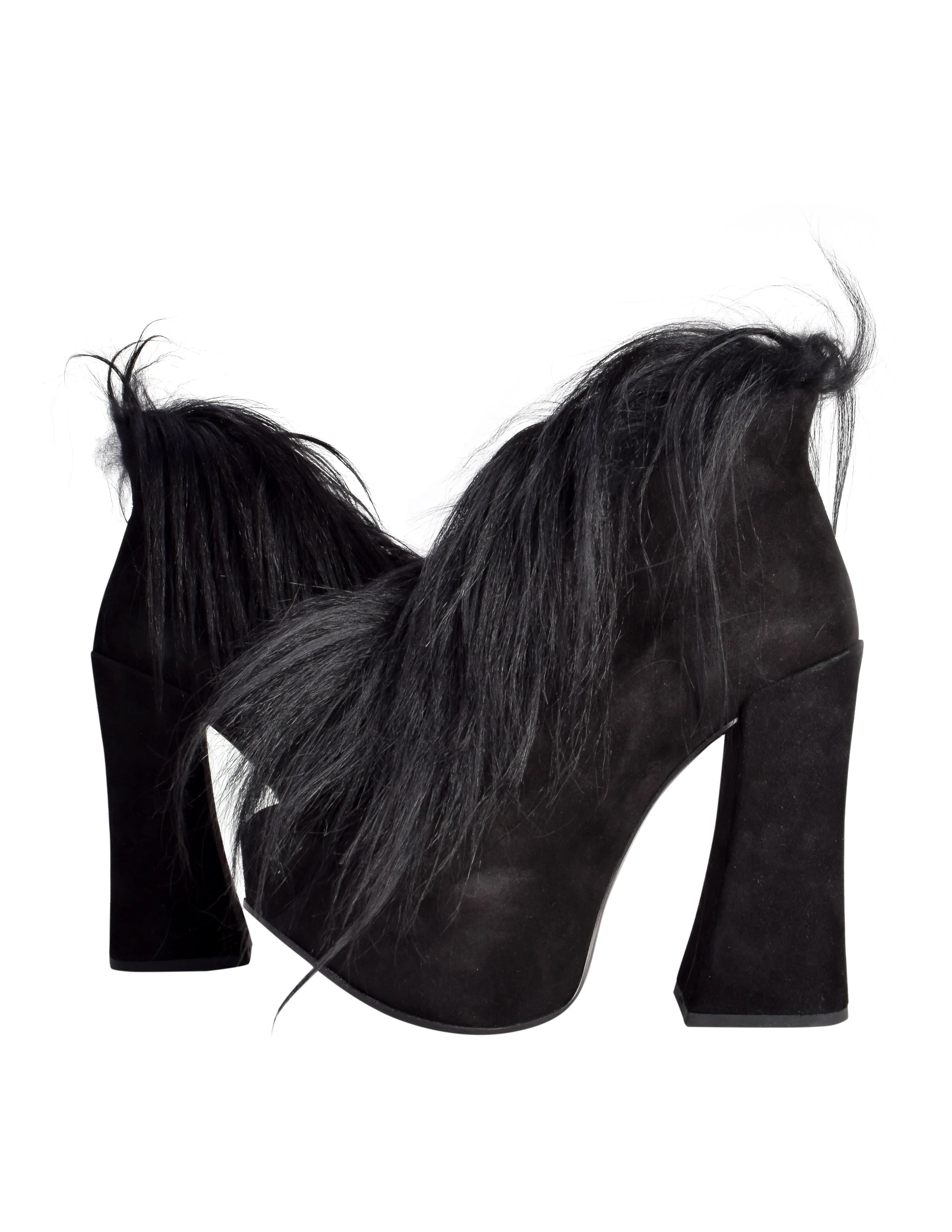 Vivienne Westwood by Andreas Kronthaler AW 2013 Black Suede & Faux Fur Platform Ankle Boots