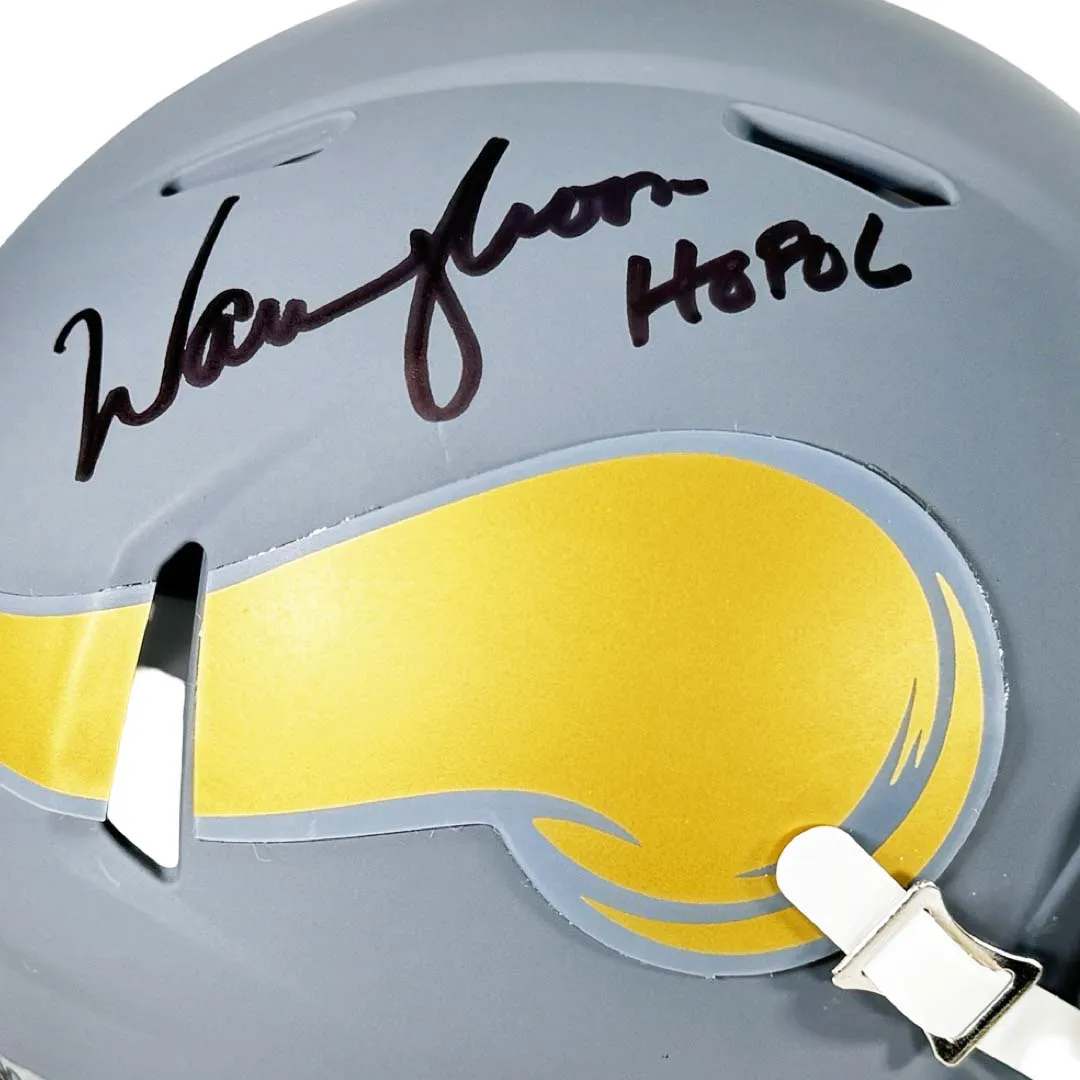 Warren Moon Signed HOF 06 Inscription Minnesota Vikings Slate Alternate Speed Mini Football Helmet (JSA)