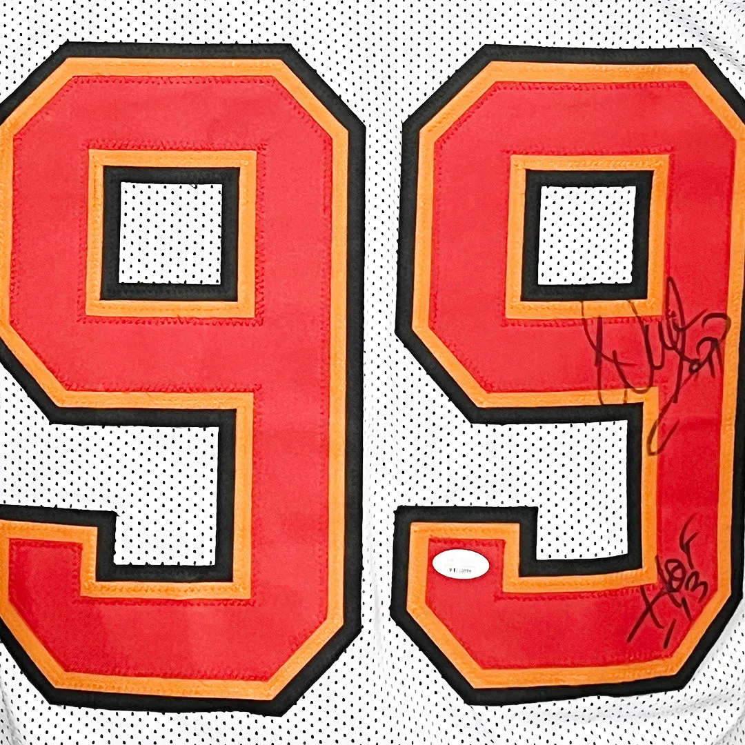 Warren Sapp Signed HOF 13 Inscription Tampa Bay White Football Jersey (BECKETT )