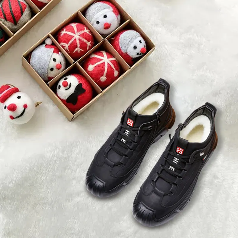 🎁[Winter Gift] Men's Faux Wool Lining Leather Sneaker