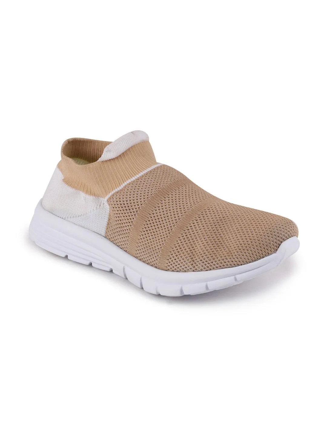 Women Beige Sports Slip-On Outdoor Walking Shoes